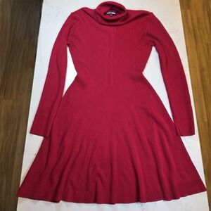 Fashion Nova Red Ribbed Turtleneck Fit & Flare Midi Sweater Dress XL RDAF7340FN